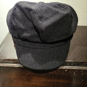 Black Corduroy Newsboy Cap
